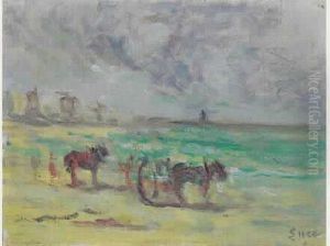 Ramasseurs De Varech En Bord De Mer. by Maximilien Luce