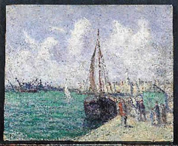 Personnages Et Bateau A Quai, Saint Malo - view 1
