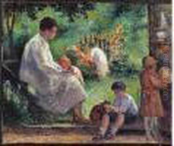 Mere Et Enfants Au Jardin - view 1