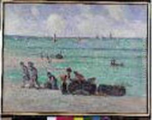 Enfants Sur Le Bord De La Plage by Maximilien Luce