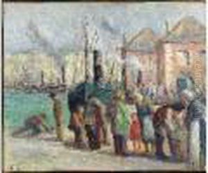 Dieppe, Personnages Au Port by Maximilien Luce