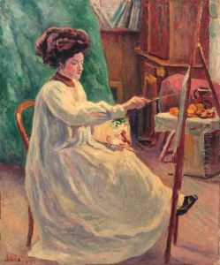 Jeune Femme A Son Chevalet by Maximilien Luce