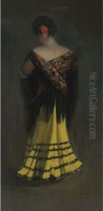 The Spanish Shawl: Portrait Of Jeanne Frankenberg by George Luks