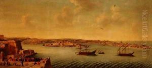 View of Valetta with Ships of the Order of the Knights of St. John by Alberto Pulicino
