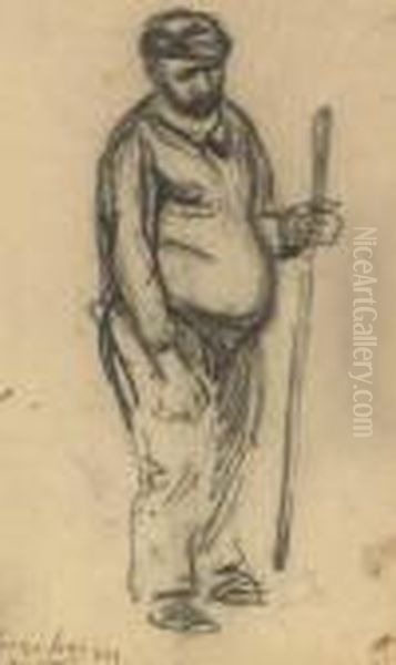 A Man Holding A Staff - view 1