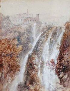 Landscape with a waterfall by John Skinner Prout