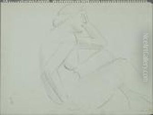 Seated Female. Sketch. Signed Monogram. Verified By The Artist Svend Johansen Seated Female. Sketch. Signed Monogram. Verified By The Artist Svend Johansen