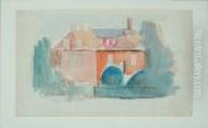View Towards House And Trees.
Signed Monogram. Watercolour, Pencil And Charcoal On Paper. 28 X 45 Cm.
Unframed by Vilhelm Lundstrom