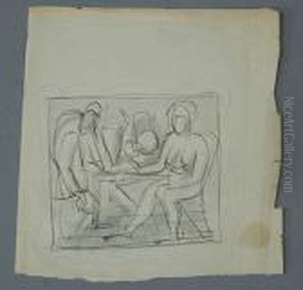 Persons Sitting At A Table In Front Of A Lundstrom Painting - view 1