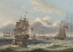 Warships And A Cutter In A Heavy Swell Off Harwich