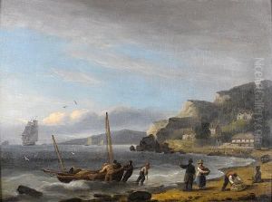 Hauling In The Lugger To Land The Catch Atbabbacombe Bay by Thomas Luny