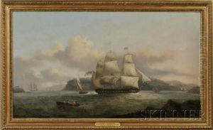 H.m.s. "perseus" In Plymouth Sound, 
Passingmount Edgcumbe.