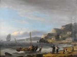 Hauling In The Lugger To Land The Catch At Babbacombe Bay by Thomas Luny