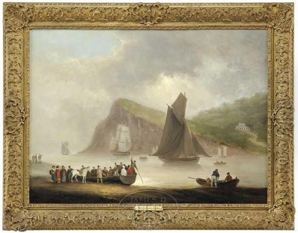 Figures In Ferry And Sailing Boats At Teignmouth, Devon - view 1