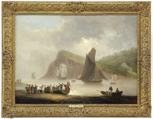 Figures In Ferry And Sailing Boats At Teignmouth, Devon
