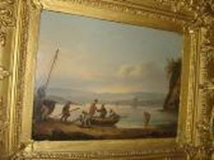 Coastal Scene With Figures Embarking Aboat Coastal Scene With Figures Embarking Aboat