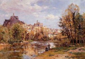 The Village of Puy en Valay by Edmond Marie Petitjean
