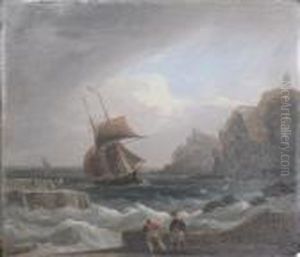 Entering The Harbour. by Thomas Luny