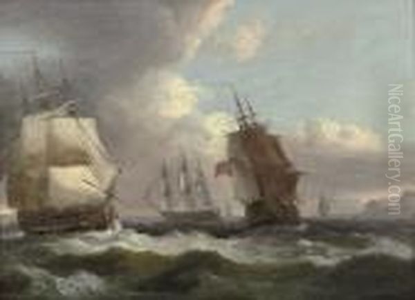 English Warships In A Stiff Offshore Breeze - view 1