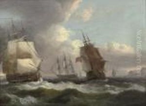 English Warships In A Stiff Offshore Breeze