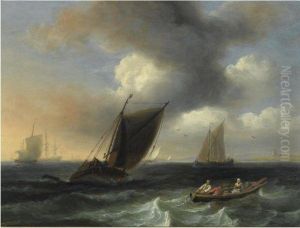 Shipping Off The Coast In A Stiff Breeze by Thomas Luny