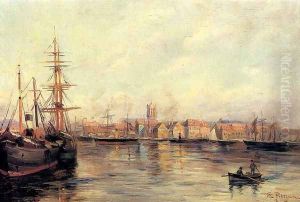 A Fishing Village by Edmond Marie Petitjean