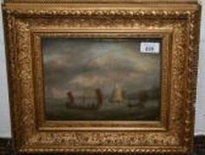 Study Of Mackerel Fishing At Seawith Shipping Beyond by Thomas Luny