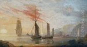 Shipping At Sunset And Evening, A Pair Shipping At Sunset And Evening, A Pair