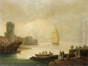 Figures On A Quayside Before A Ruinedport