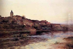 A French River Town by Edmond Marie Petitjean
