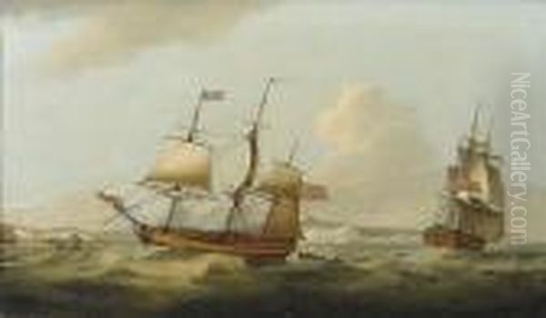 The Fully-rigged Merchantman 'minerva' In Twopositions Off Dover - view 1