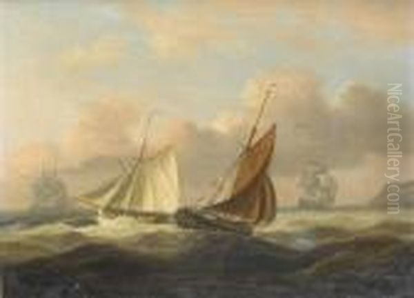 Two Cutters Passing In A Heavy Swell Intorbay - view 1