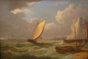 Shipping In Choppy Seas Off The Coast Of Dover by Thomas Luny