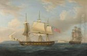 The Fully-rigged Merchantman 'minerva' In Two Positions Off Dover by Thomas Luny