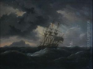 Frigates Caught In Astorm by Thomas Luny