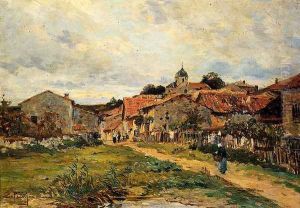 The Village Road by Edmond Marie Petitjean