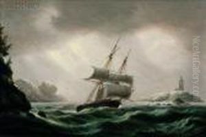 The American Brig Vixen Passing Sambro Lighthouse by Thomas Luny