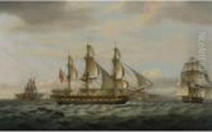 Merchant Men And Other Shipping Off Dover by Thomas Luny