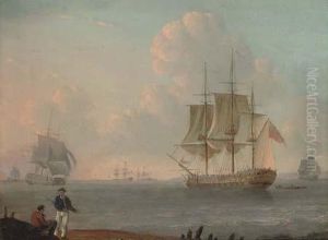 Ships Of The Fleet Off The Coast by Thomas Luny