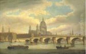 View Of The River Thames With St. Paul's Cathedral And Blackfriarsbridge by Thomas Luny