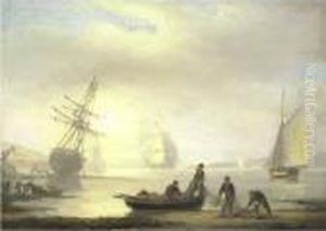 Fishermen In Harbor by Thomas Luny