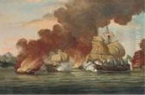 An Anglo-french Engagement 
During The American War Of Independence,probably In The West Indies