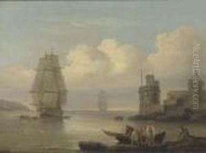 A Frigate Under Tow At The Entrance To Dartmouth Harbour