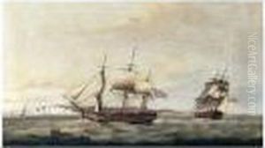H.m.s. Thornton In Two Positions Off Dover by Thomas Luny