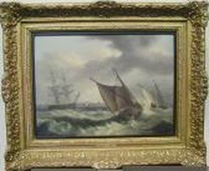 Shipping In Rough Waters by Thomas Luny
