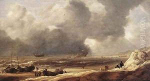 Shipwreck on a Beach 1631 by Jan Porcellis