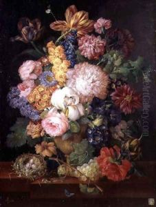 A Still Life of Flowers and Fruit by Franz Xaver Petter