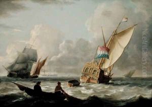 A Dutch Admiralty Yacht and other Shipping by Charles Martin Powell