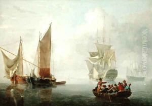 Becalmed off a Dutch Coastline by Charles Martin Powell