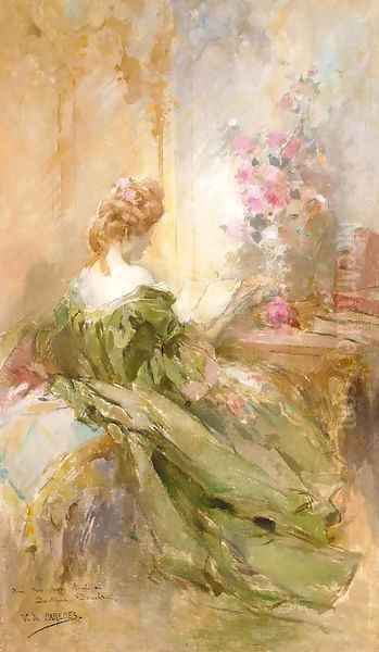 A lady reading in a salon - view 1